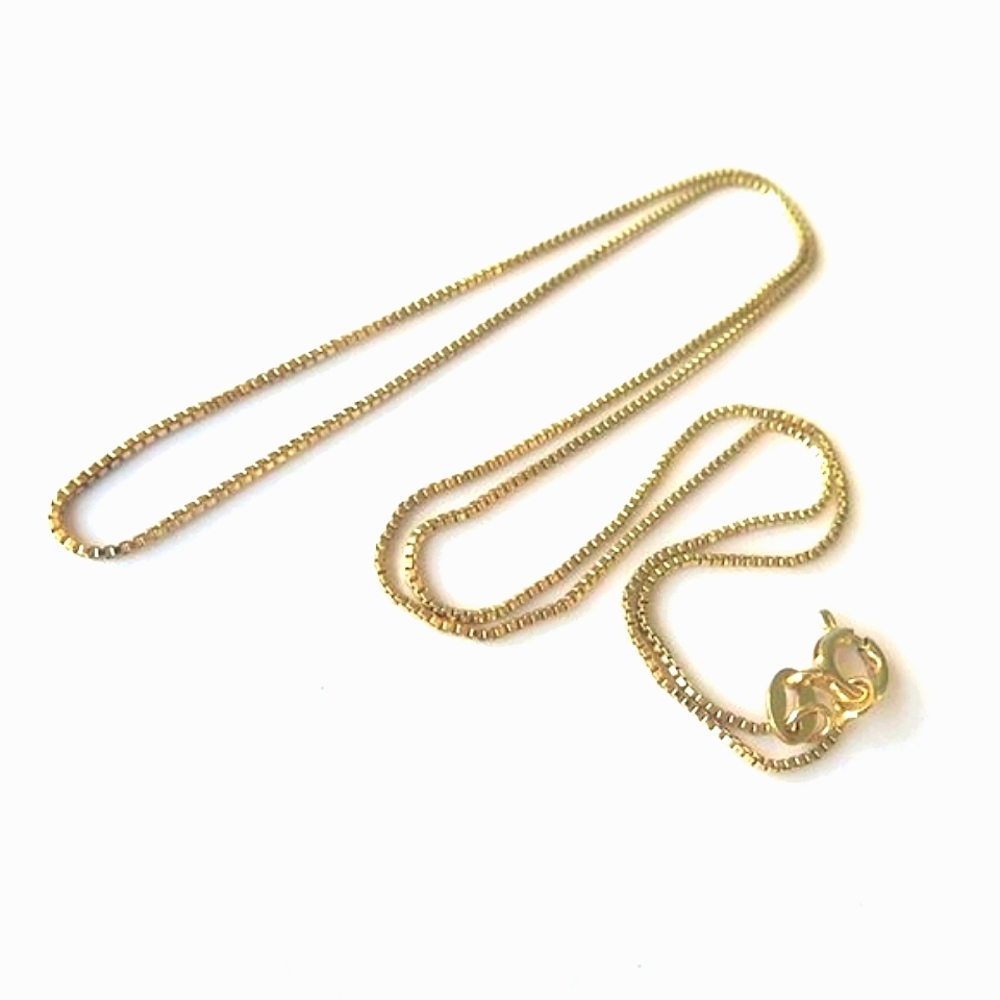 14K Yellow Gold Plated Sterling Silver Box Chain 18"
